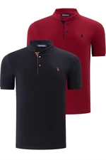 DUO SET T8560 DEWBERRY MEN'S T-SHIRT-BLACK-BURGUNDY