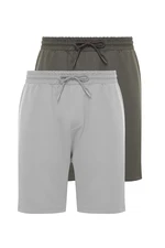 Trendyol Anthracite-Grey 2 Pack Regular 100% Cotton Comfortable Shorts