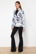 Trendyol Black Floral Patterned Regular Fit Woven Shirt