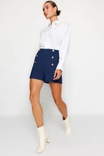 Trendyol Navy Blue Button Detailed Tweed Woven Shorts