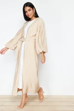 Trendyol Stone Belted Long Woven Cape & Abaya