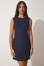 Happiness İstanbul Women's Navy Blue Sleeveless Basic Elegant Dress