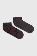 Ponožky HUGO 2-pack pánské, šedá barva, 50491224