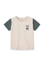 Bavlněné dětské tričko Liewood Apia Baby Placement Shortsleeve T-shirt tyrkysová barva, s potiskem