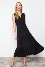 Trendyol Black V-Neck Sleeveless A-Line Maxi Knitted Dress