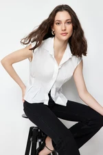 Trendyol Ecru Fitted Waist Sleeveless Woven Shirt