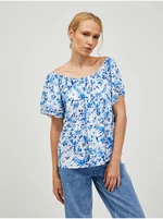 White-blue floral blouse ORSAY