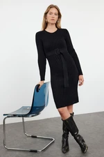 Trendyol Black Mini Knitwear Dress With A Belt