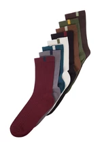 Trendyol 8-balenie viacfarebných bavlnených textúrovaných ponožiek s farebnými blokmi - dlhé ponožky