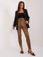 Brown and black leggings with animal print