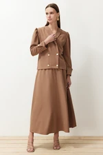 Trendyol Mink Woven Fabric Jacket Skirt Top and Bottom Set