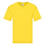 Original V-neck Fruit of the Loom Men's Yellow T-shirt