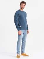 Ombre Men's BASIC sweatshirt with round neckline - navy blue