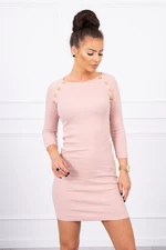 Dress with decorative buttons dark powder pink