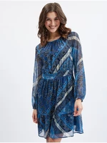 Navy blue women's patterned dress ORSAY