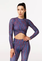 Bittersweet Paris Woman's Lines Gaia Longsleeve Top GLT-C-Print BSP1452 Dark Navy Blue