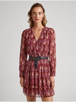 Red Women Patterned Dress Pepe Jeans Gala - Ladies