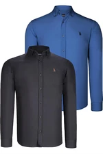 DUAL SET G725 DEWBERRY MENS SHIRTS-BLACK-INDIGO