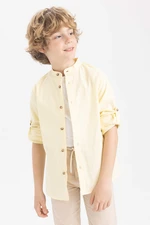 DEFACTO Boy Straight Collar Linen Look Long Sleeve Shirt