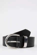 DEFACTO Women's Oval Buckle Faux Leather Jean Belt