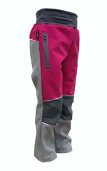 Softshell trousers - gray melange-fuchsia