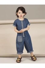 Mushi Pocket Detailed Boys' Denim Overalls