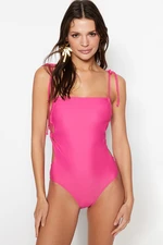 Trendyol Pink Strapless Tie Normal Leg Swimsuit