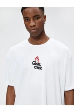 Koton Sports Oversize T-Shirt with Slogan Print Crew Neck Half Sleeves.