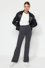 Trendyol Anthracite Slits in the Sides Flare/Flare-Flare High Waist Knitted Trousers