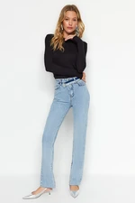 Trendyol Blue Waist Detail High Waist Flare Jeans