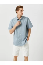 Koton Summer Shirt with Short Sleeves, Classic Collar Cotton