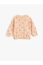 Koton Butterfly Print Sweatshirt. Textured Crew Neck Long Sleeves with Snap fastener.