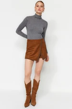 Trendyol Weave Suede With Camel Stones Shorts Skirt