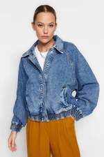 Trendyol Blue Bomber Denim Jacket