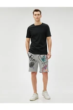 Koton Printed Shorts with Lace Waist Pocket Detail