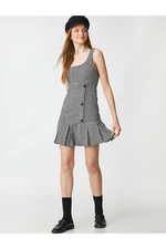 Koton Mini Overalls Dress Pleated Square Neck Strap Cachet Buttoned