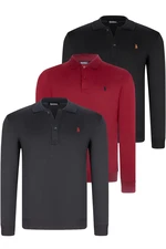 TRIPLE SET V4007 DEWBERRY MEN'S SWEATSHIRT-BLACK-NAVY-BURGUNDY