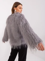 Light gray transitional jacket with eco fur