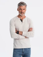 Ombre HENLEY men's neckline longsleeve - light grey