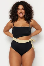 Trendyol Curve Black Lace-up Detailed Swimsuit with Straps