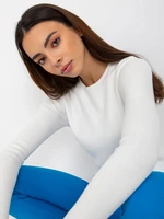 White plain sweater with a round neckline