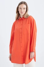 DEFACTO Poplin Regular Fit Long Sleeve Shirt Collar Long Sleeve Tunic