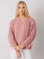 RUE PARIS Dirty pink sweater with fringe