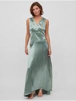 Green Ladies Satin Maxi-dresses VILA Sittas - Women