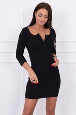 Black dress with button-neck