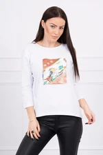 Halenka s grafikou 3D Bird white