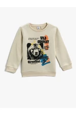 Koton Bear Printed Sweatshirt Long Sleeved Crew Neck Shards