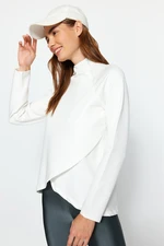 Trendyol Creamy White Zipper Detail Stand Up Collar Sportswear Sweatshirt