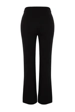 Trendyol Black Premium High Waist Straight/Straight Fit Woven Ribbed Trousers