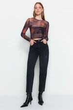 Trendyol Black Ripped High Waist Straight Jeans